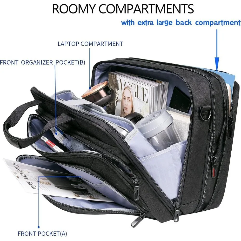 VANKEAN Laptop Briefcase Fits Up to 17.3 Inch Expandable Shoulder Bag for unisex
